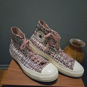 Converse Women's Multicolor Burgundy/pink/silver Tweed High-Top Sneakers